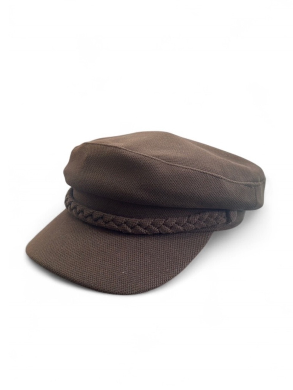 Y2K Classic Brown Cabbie Hat with Braided Band (NWT) - Picture 2 of 4